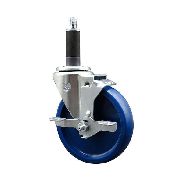 5'' SS Solid Poly Swivel 1'' Expanding Stem Caster with Brake